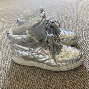 Marcelo Burlon silver high top sneakers size 38 made in italy